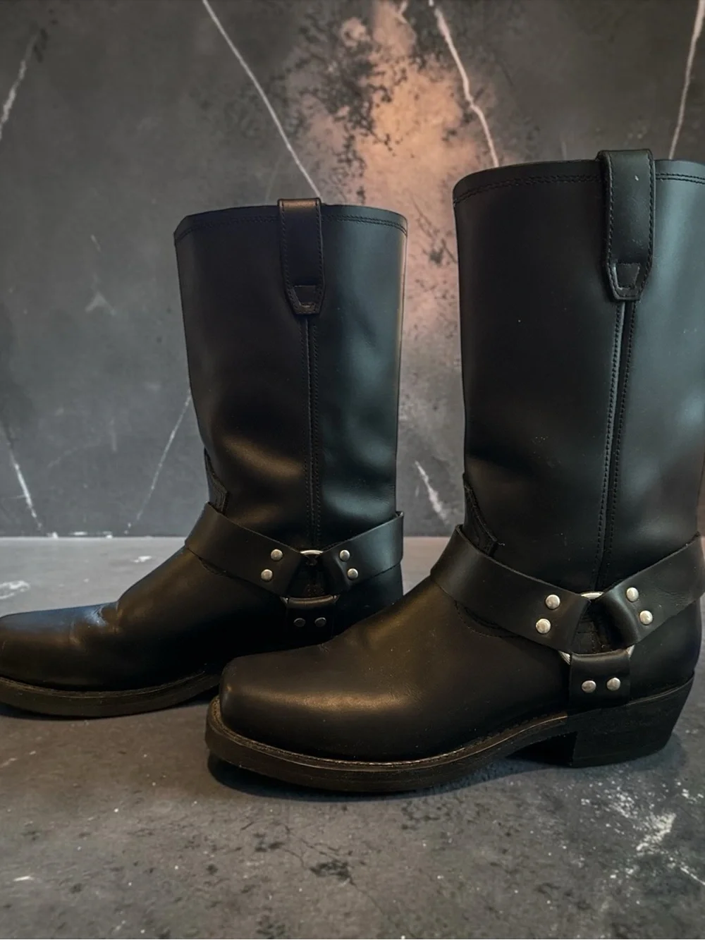 Dingo Men's Black Leather Harness Boots 10.5